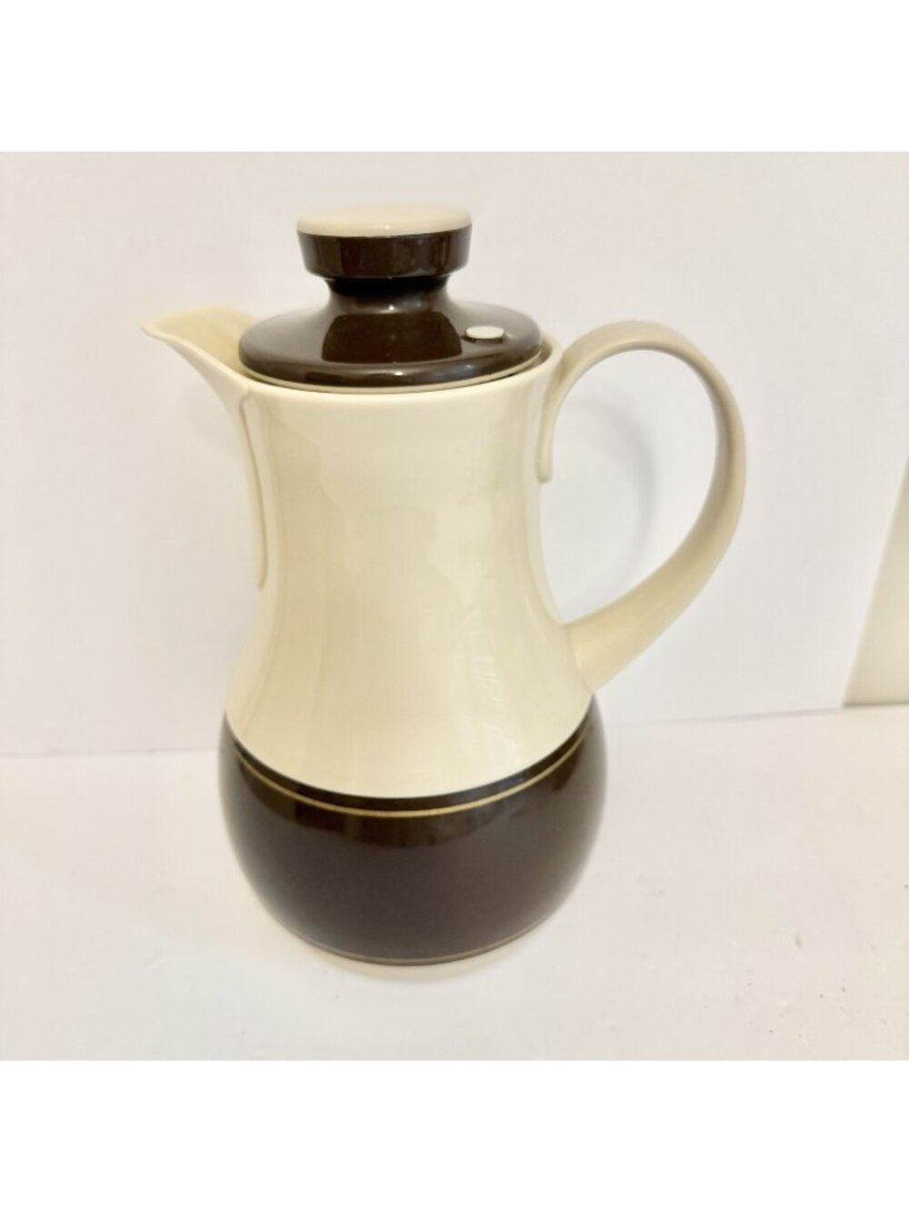 Vintage Thermos No 570 Ingrid Coffee Carafe Pitcher West Germany Cream Brown